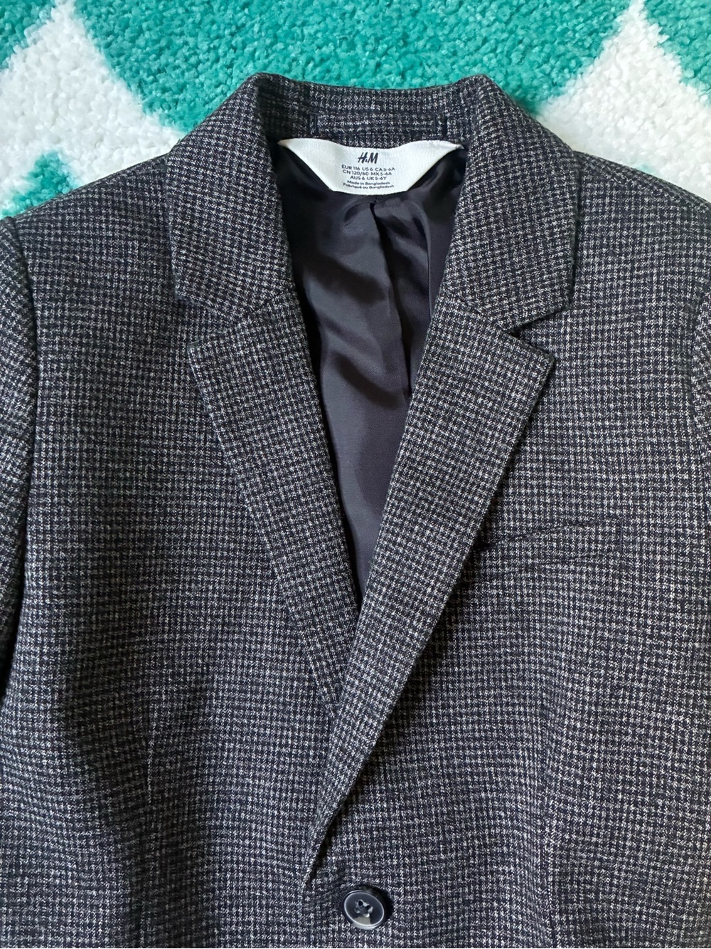 H&M Boys Checked Woven Suit (Grey/Black) Size 6 - Picture 4 of 13